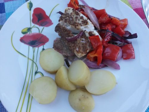 Cod with roast veg